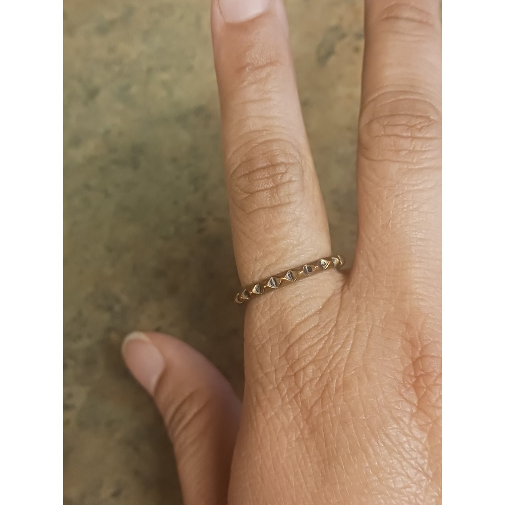 Copper Rose Gold Tone Textured Pyramid Edge Stackable Band Ring Size 9 - Picture 4 of 6
